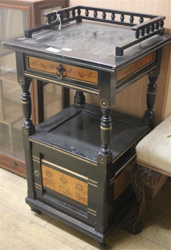 An aesthetic movement ebonised side cabinet, H.87cm